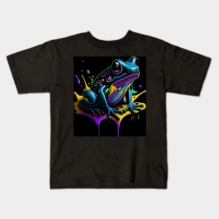 Splash Art of a Cute Colorful Frog Kids T-Shirt